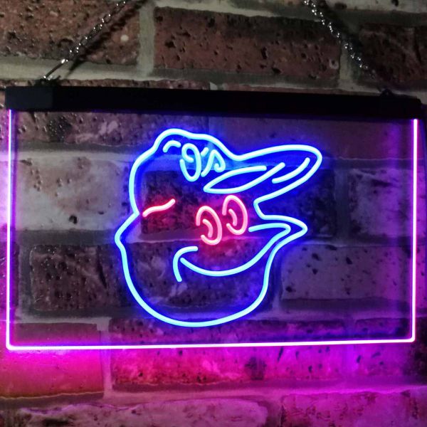 Baltimore Orioles Mascot Dual LED Neon Light Sign